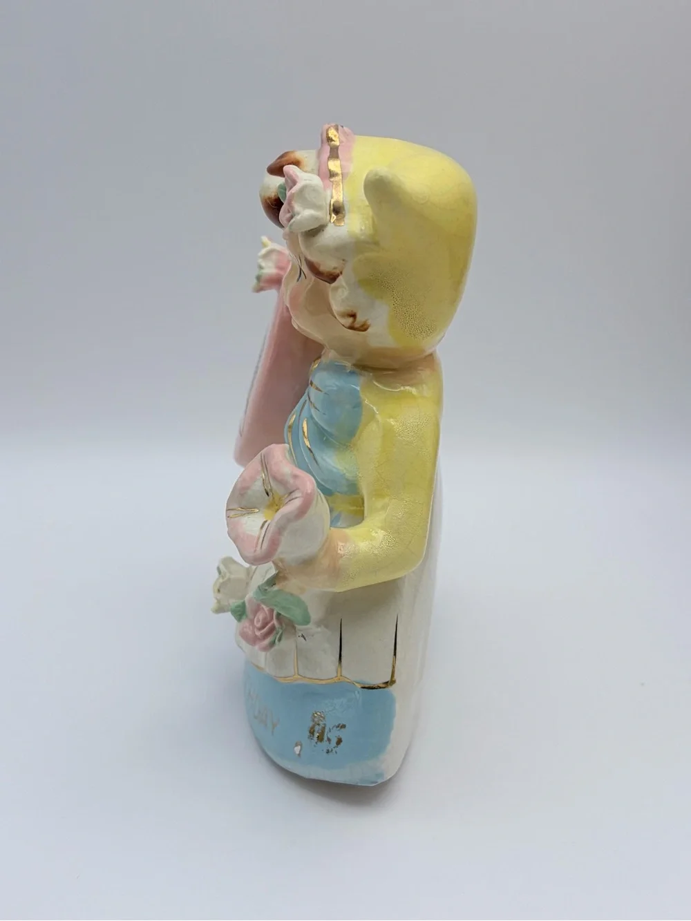Vintage, 1950’s, Bristol, Happy Birthday Girl, Calendar, Yellow Dress, Vase